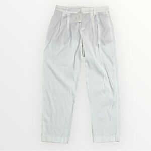 VINCE Linen Classic White Cropped Crop Pants 8 Designer Work Vacation Timeless